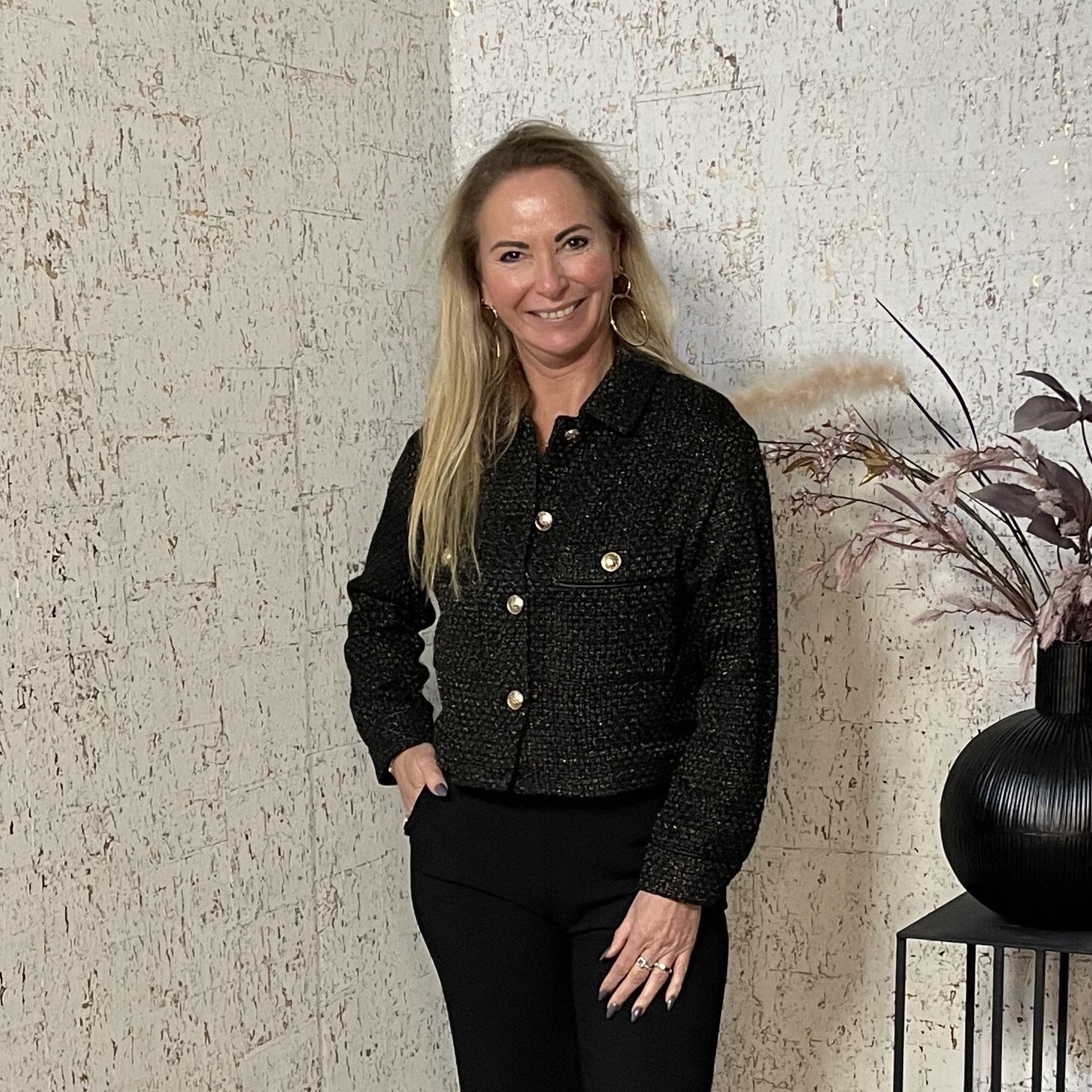 Glitter Blazer Black W24.17701 EsQualo