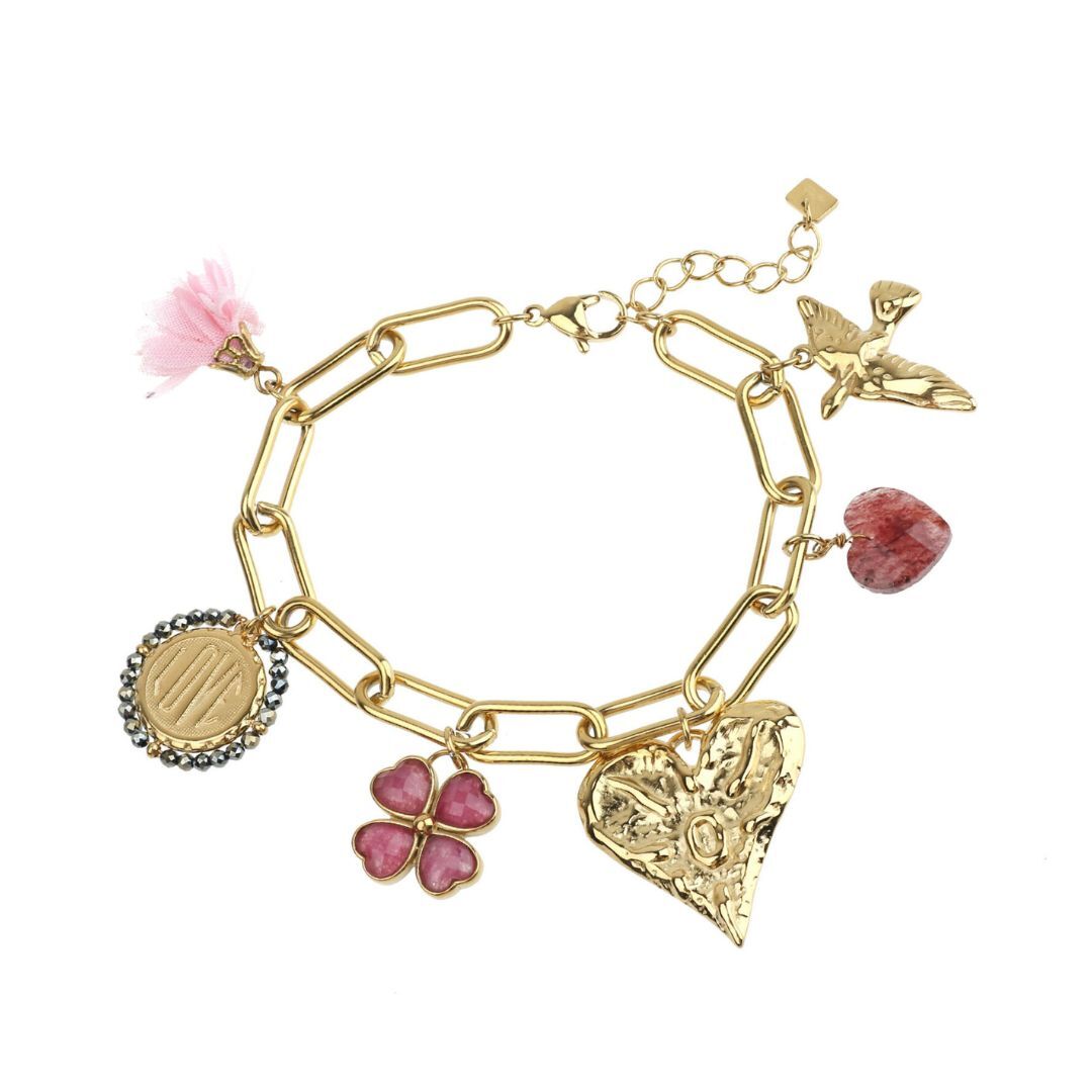 Schakelarmband Met Bedels Bloem