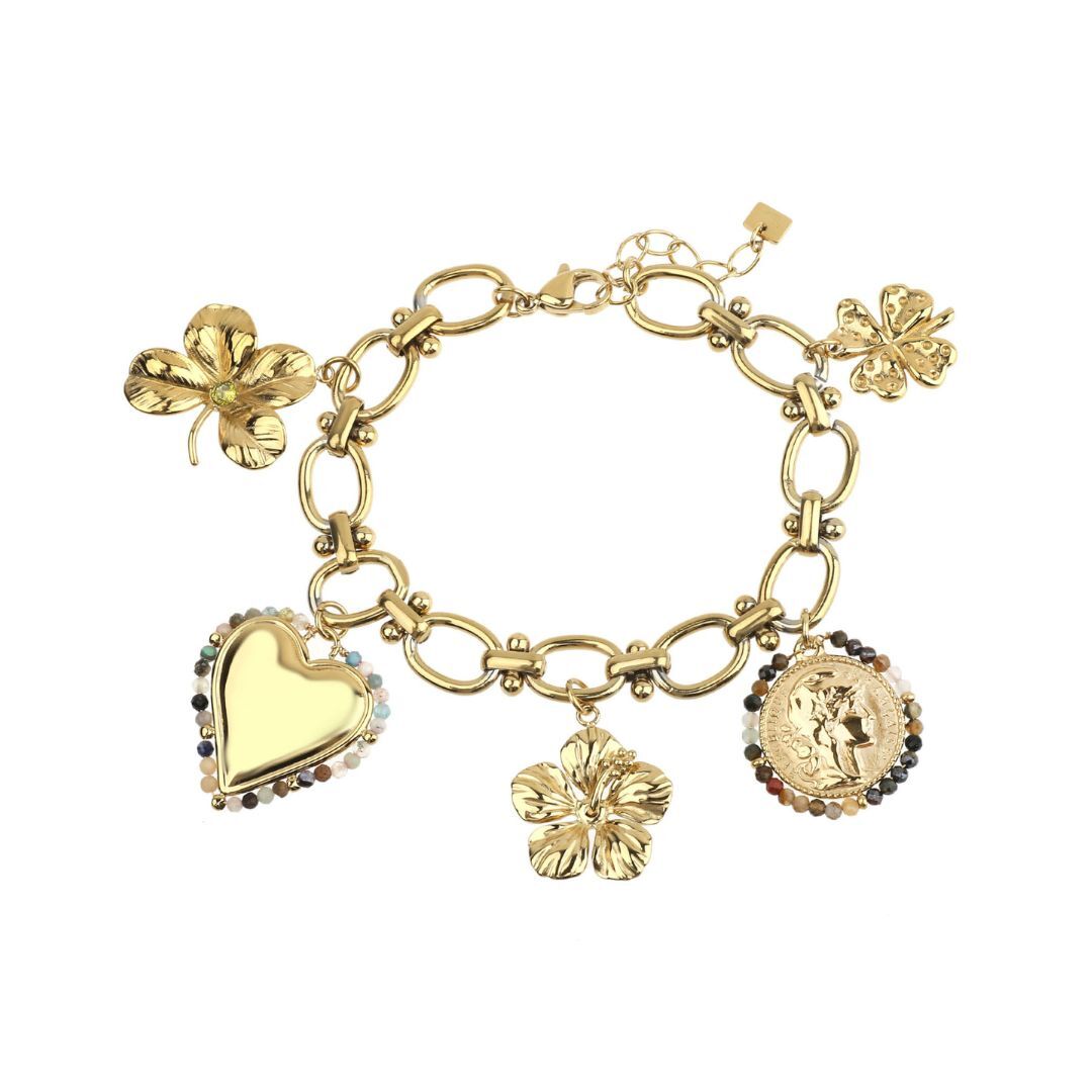Schakelarmband Met Bedels Bloem