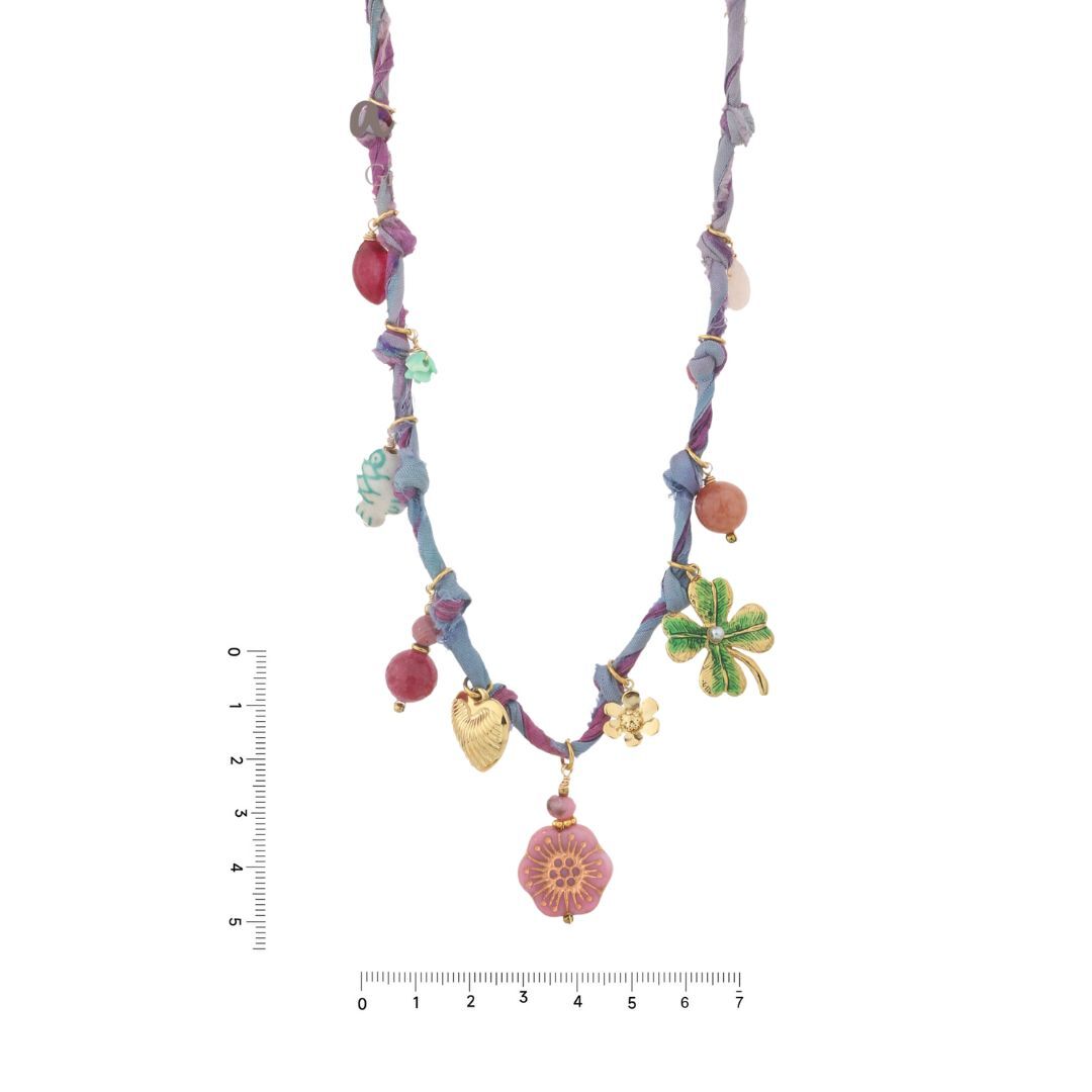 Ketting Knoopdetails Paars/Blauw