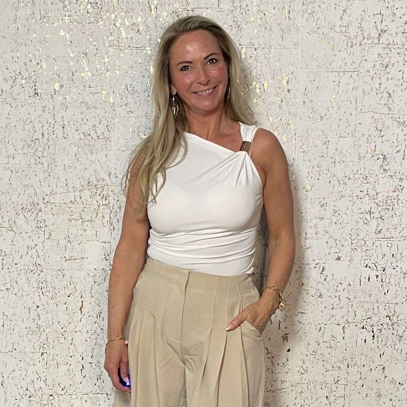 Top Goudkleurig Detail Wit