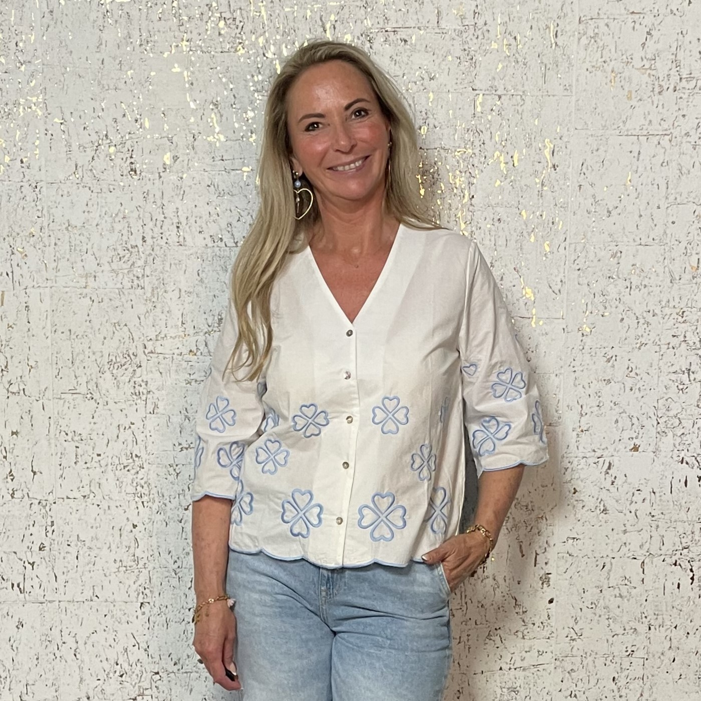 Blouse Klavertjes Wit