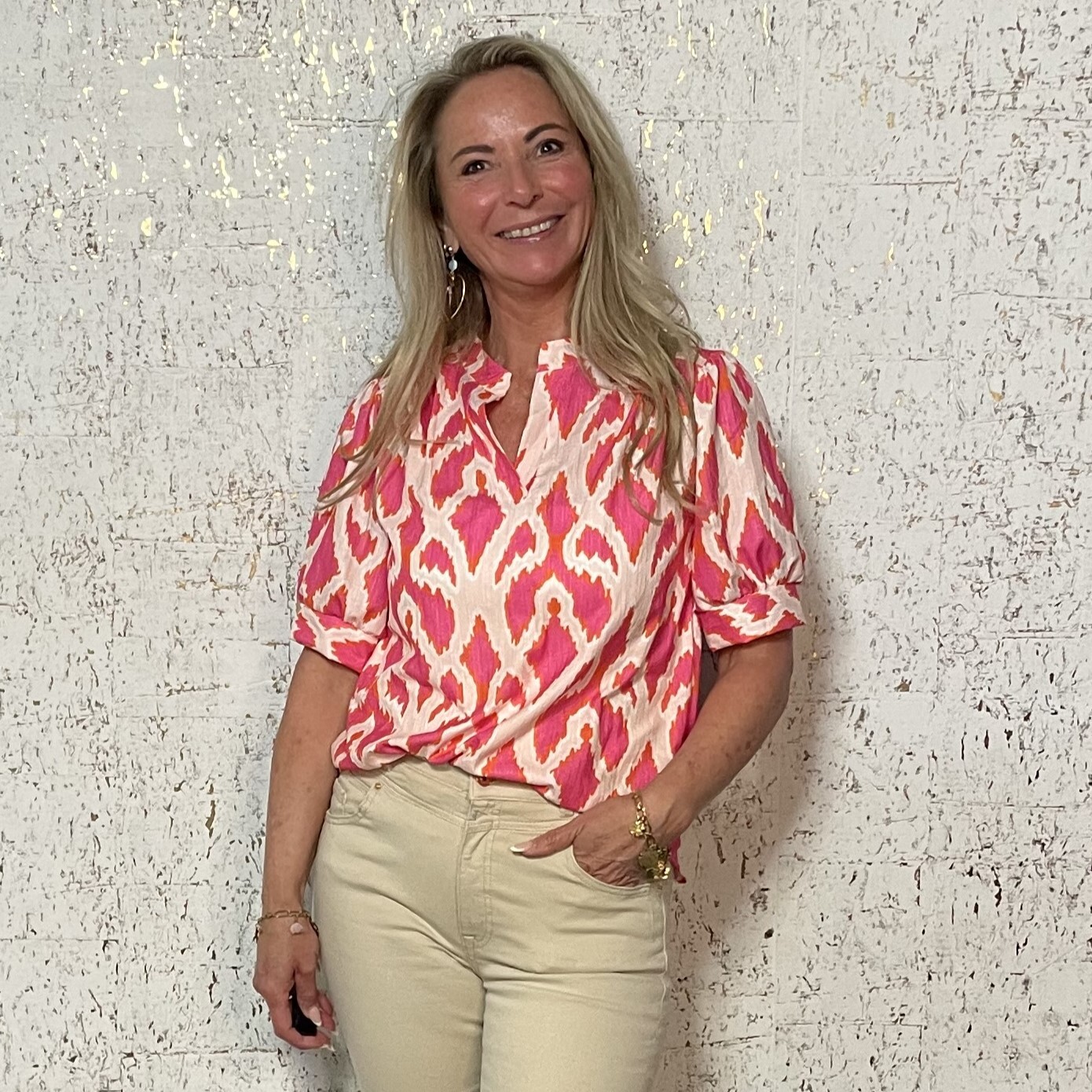 Top Print Roze