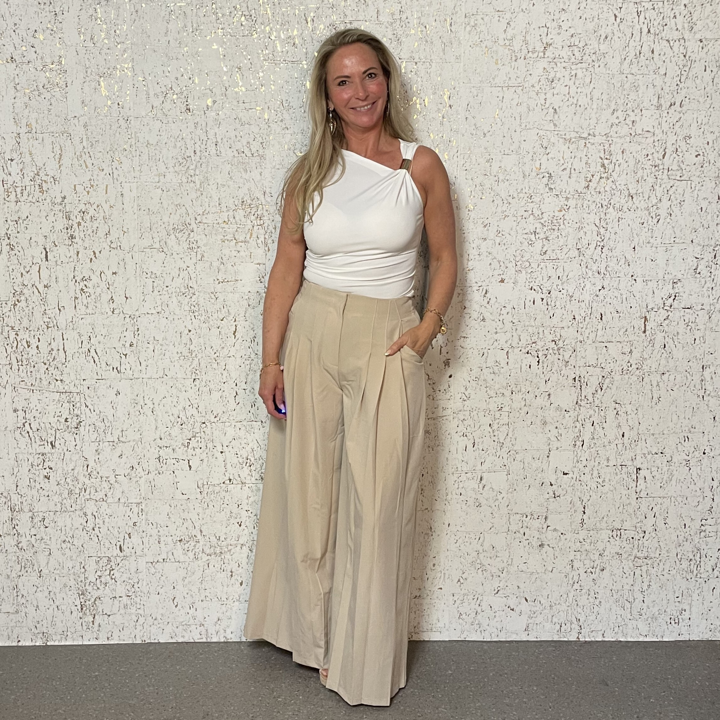 Broek Wide Fit Beige