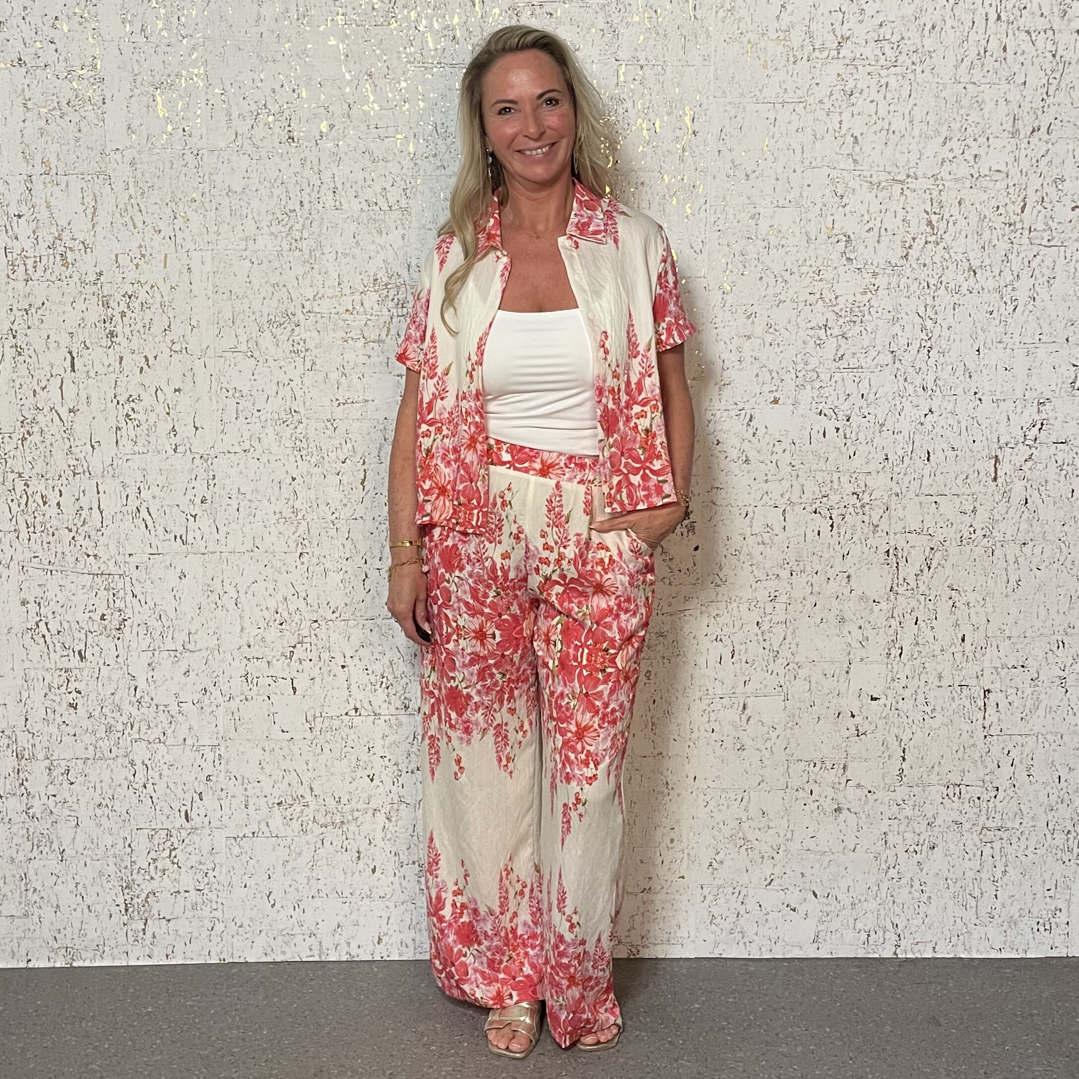 Set Bloemenprint Off White