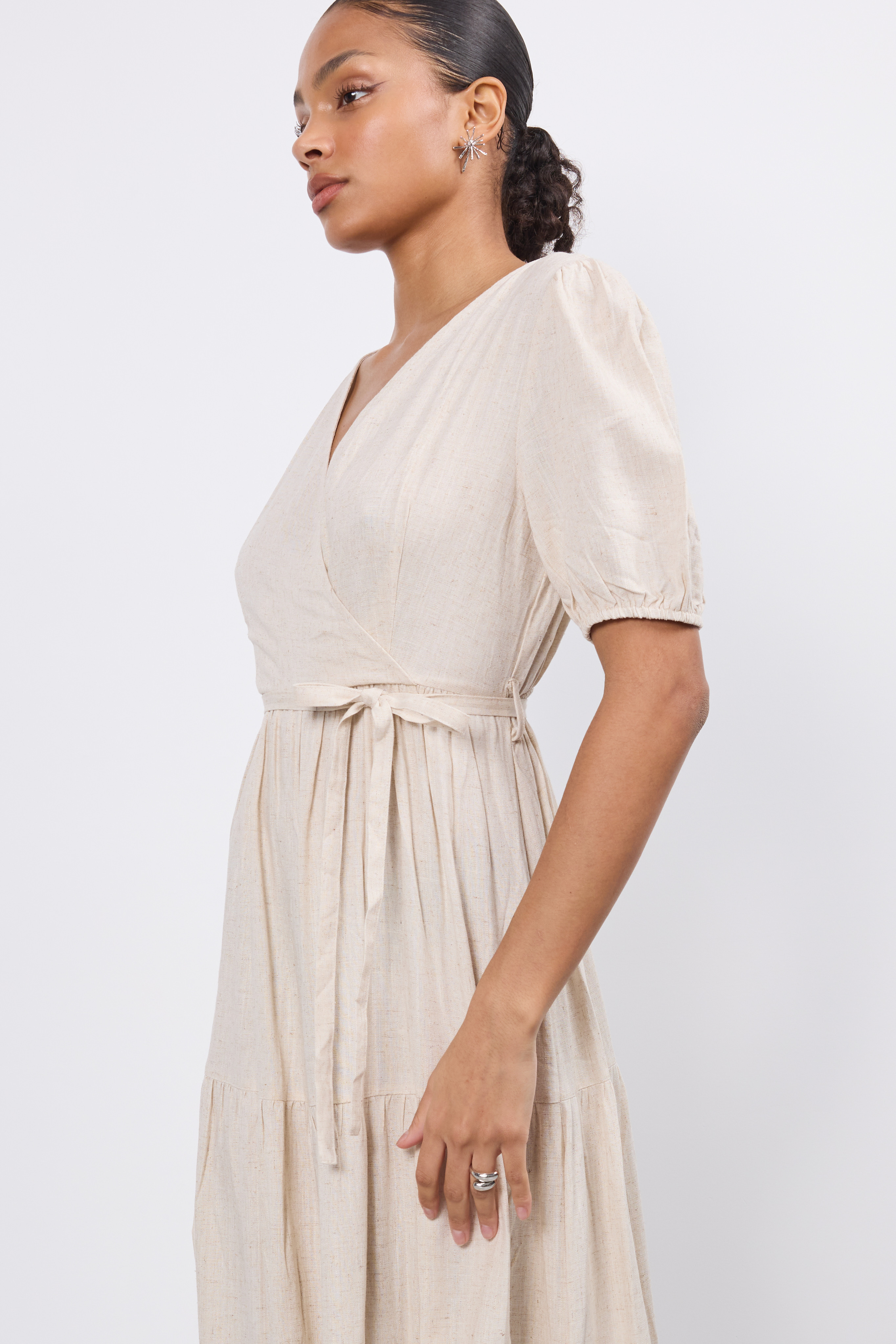 Jurk Overslag Beige - Afbeelding 2