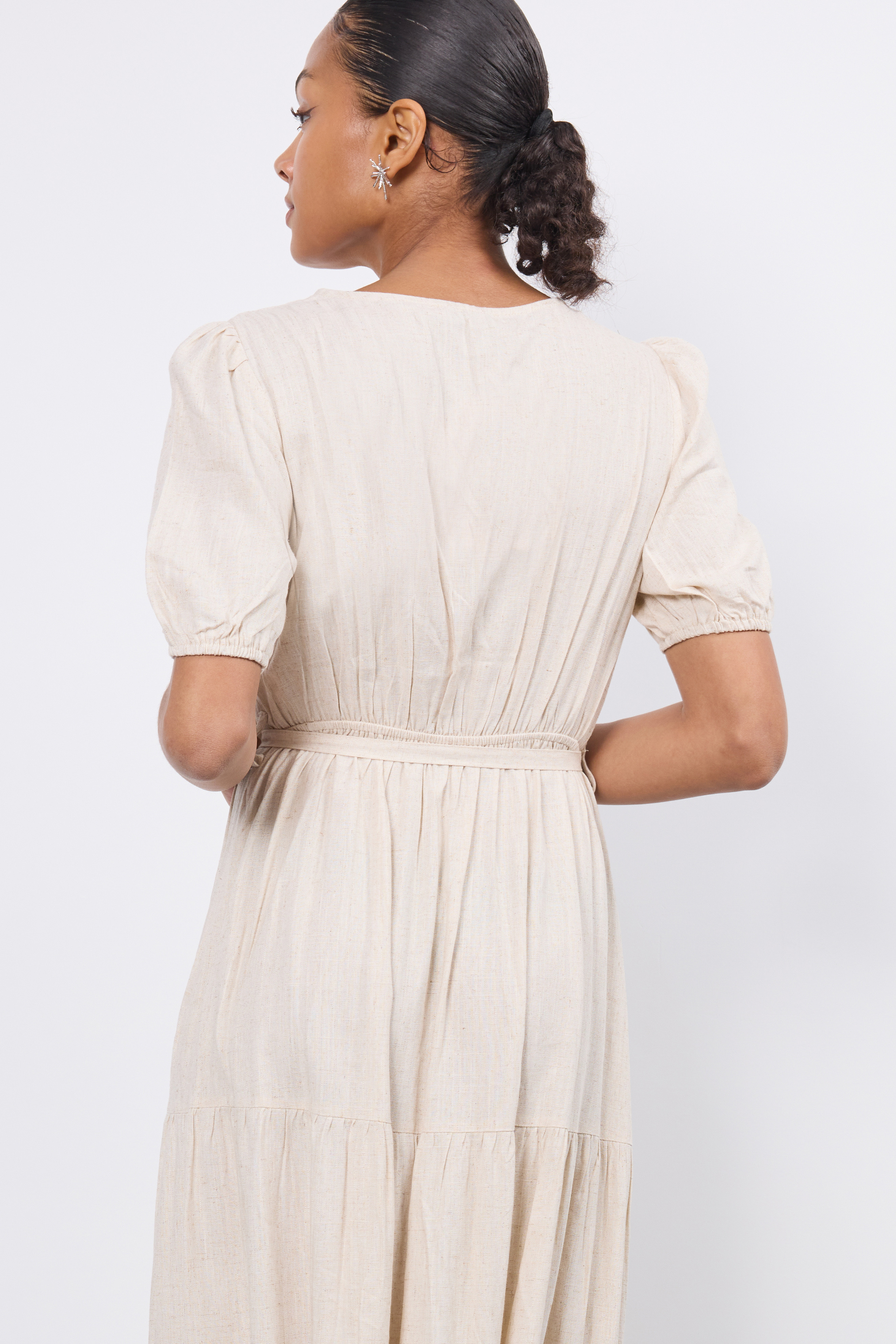 Jurk Overslag Beige - Afbeelding 4