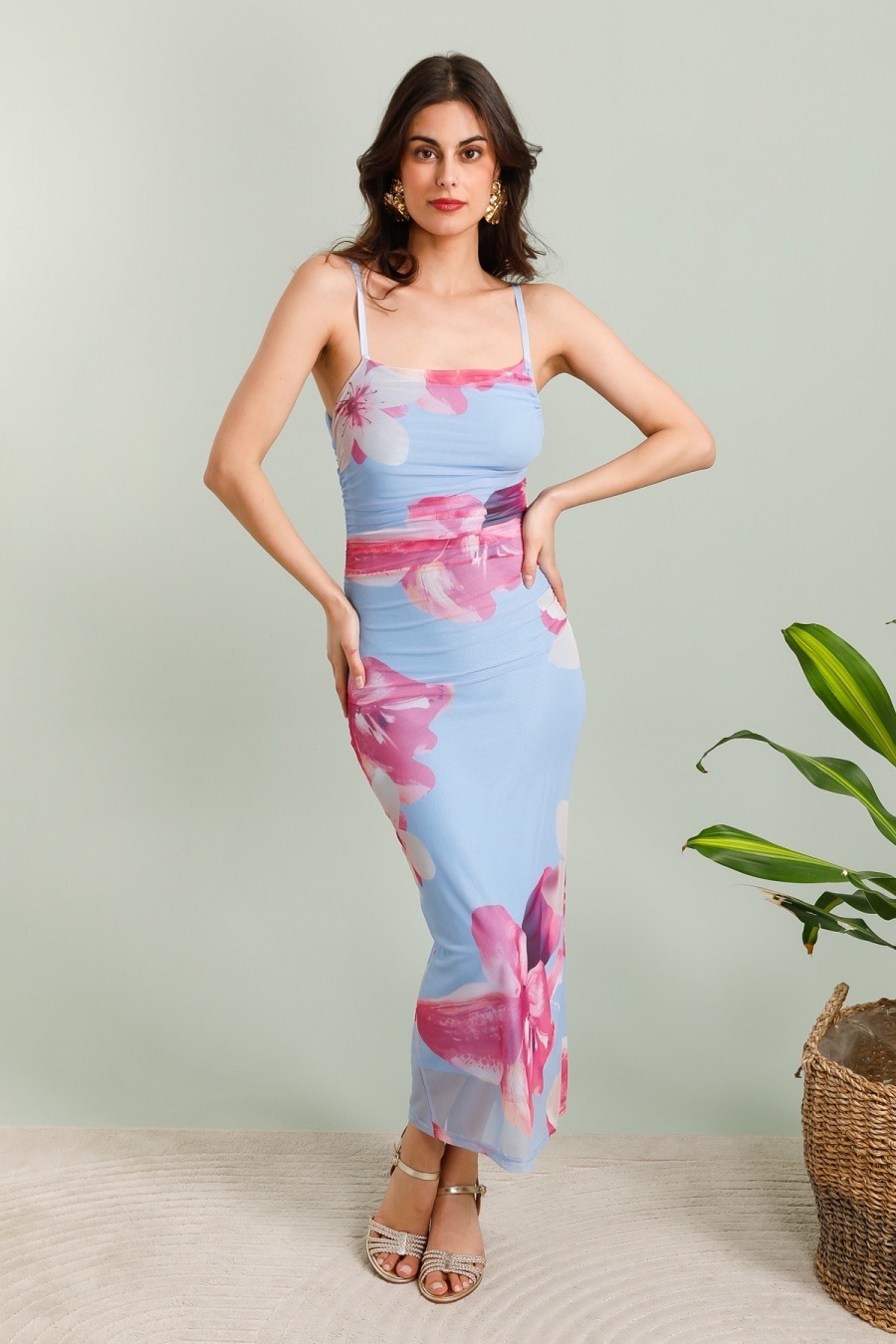 Jurk Bloemenprint Blauw