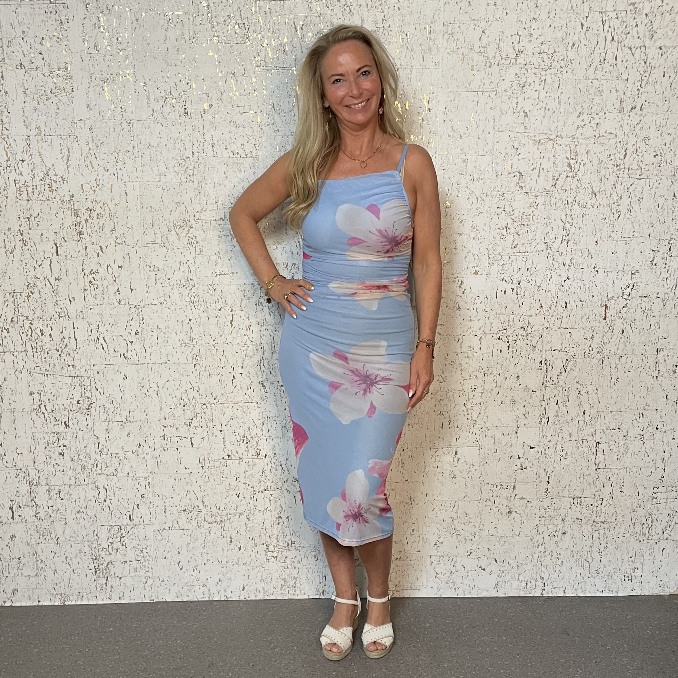 Jurk Bloemenprint Blauw