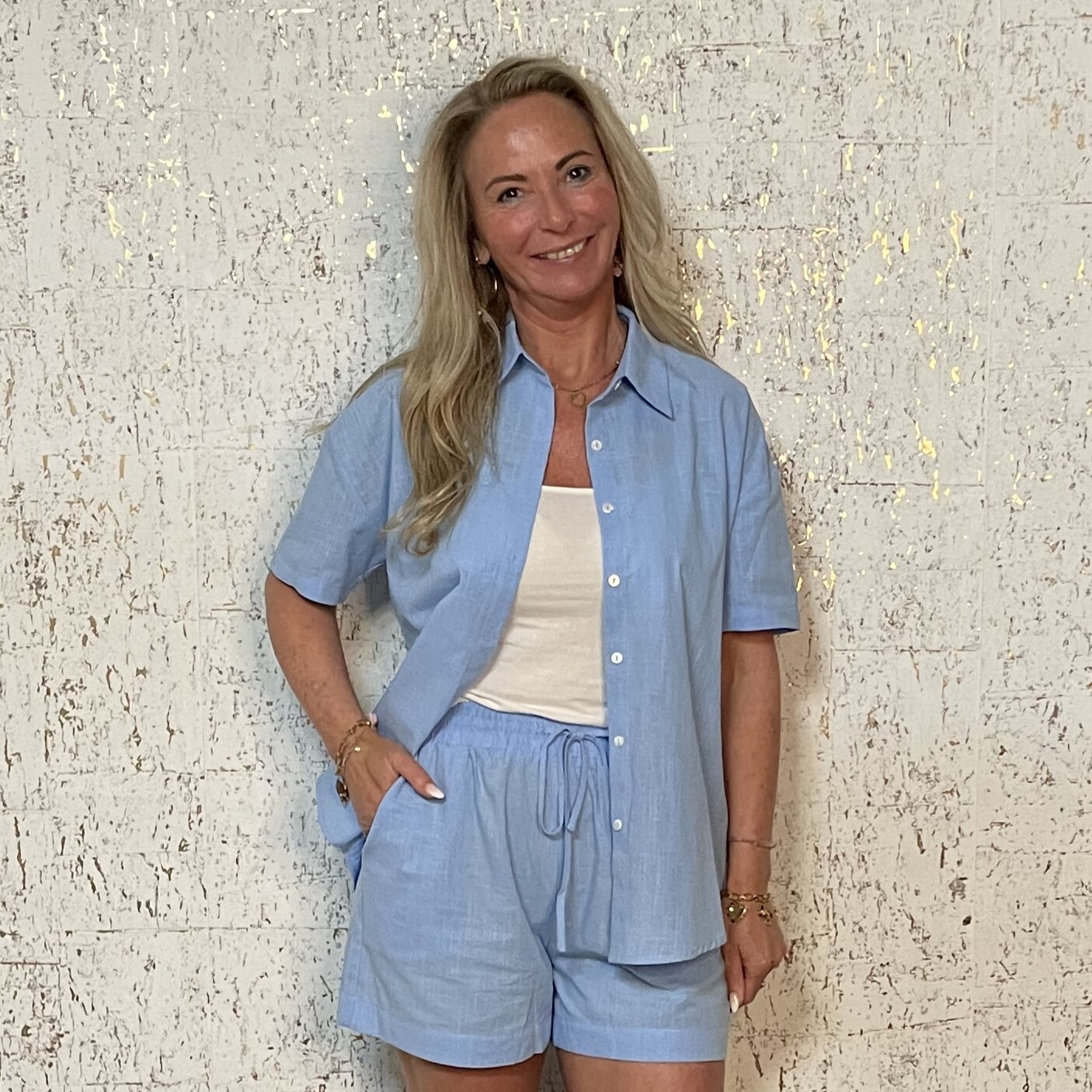 Blouse Linnenlook Blauw