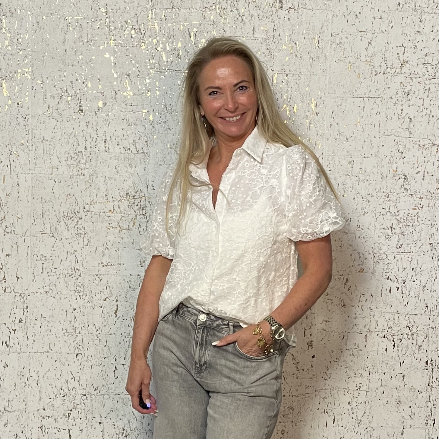 Blouse Bloemenstructuur Wit