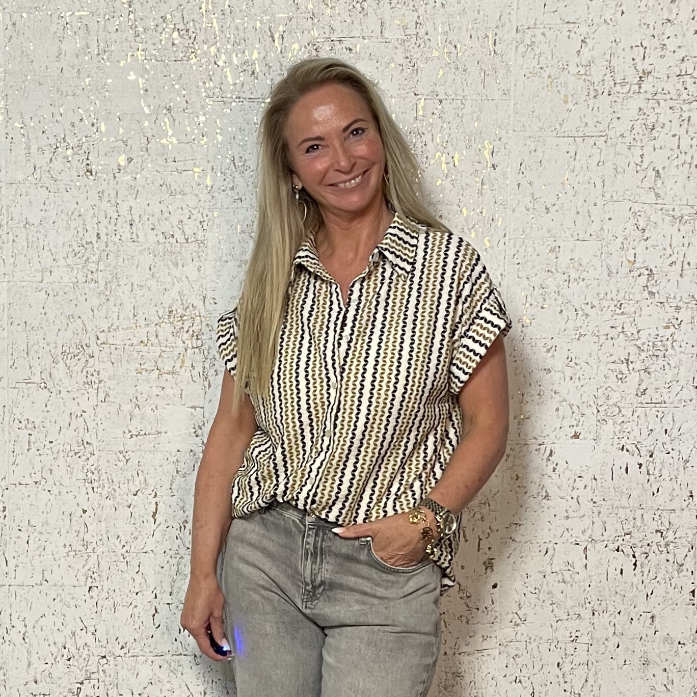 Blouse Grafische Print Camel