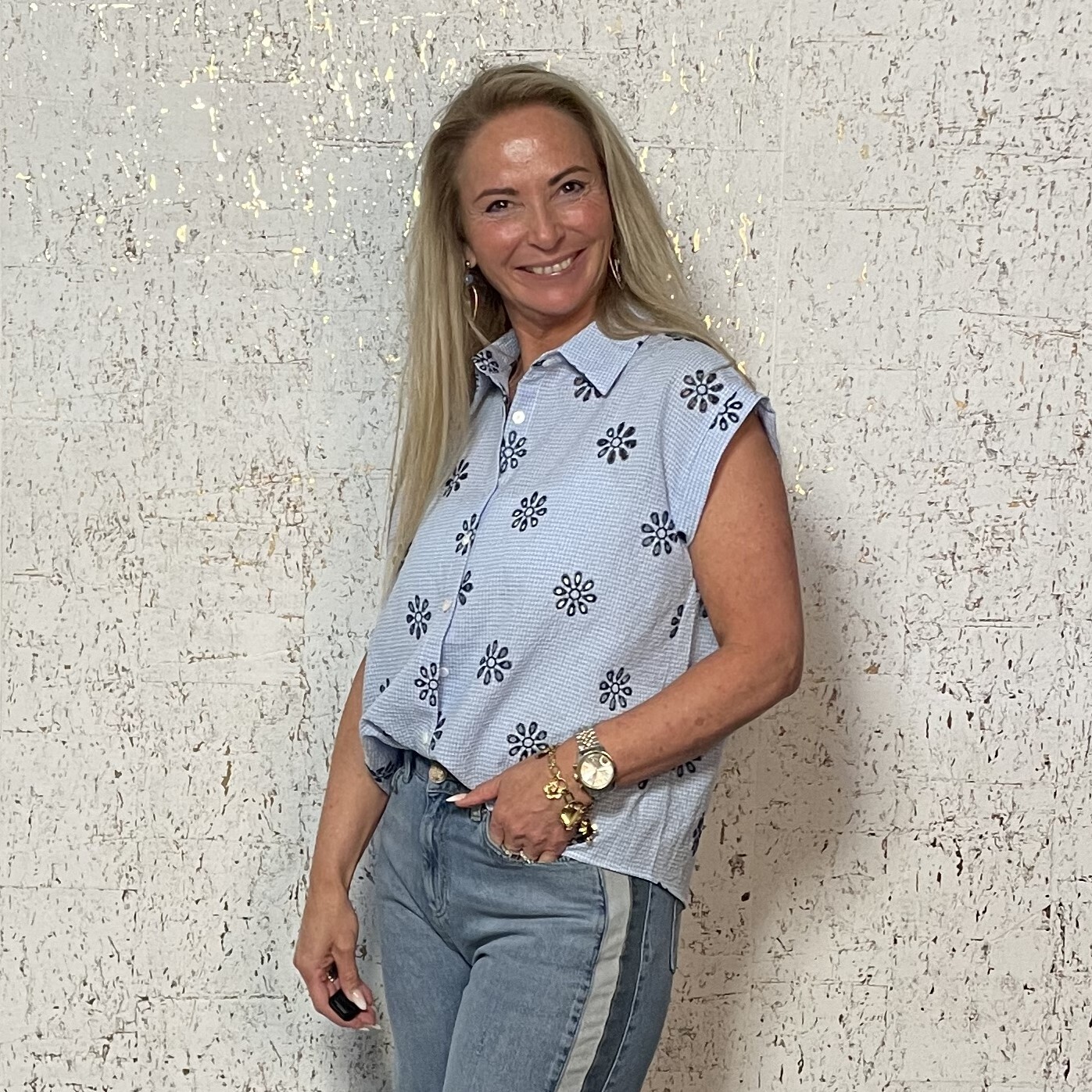 Blouse Bloemen Blauw