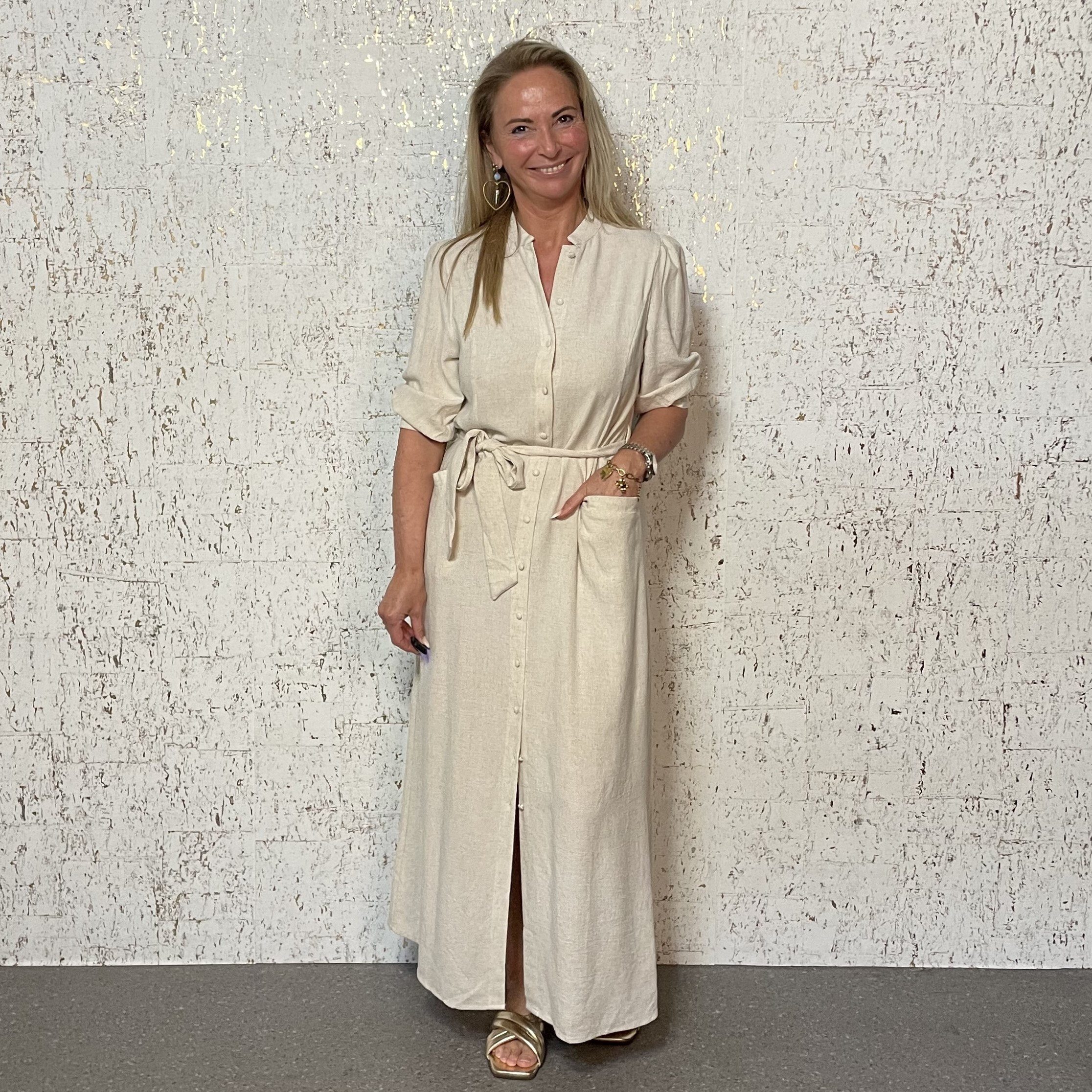 Jurk Linnenlook Beige