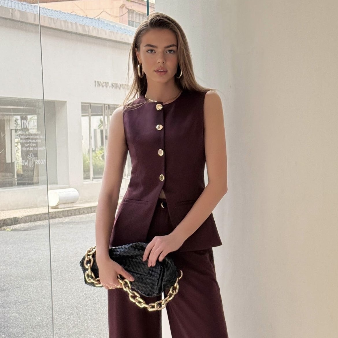 Gilet Mouwloos Bordeaux