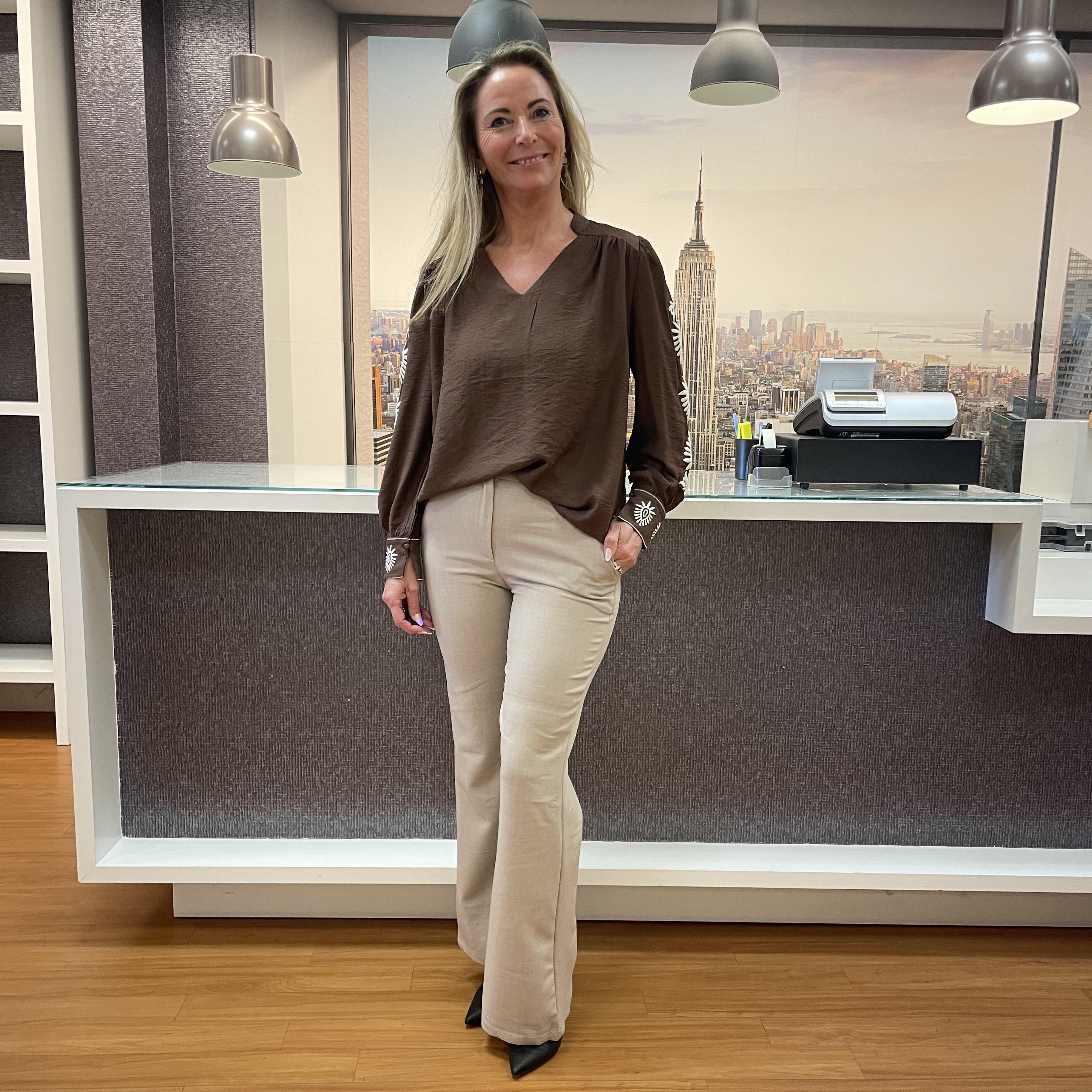 Pantalon Flared Camel