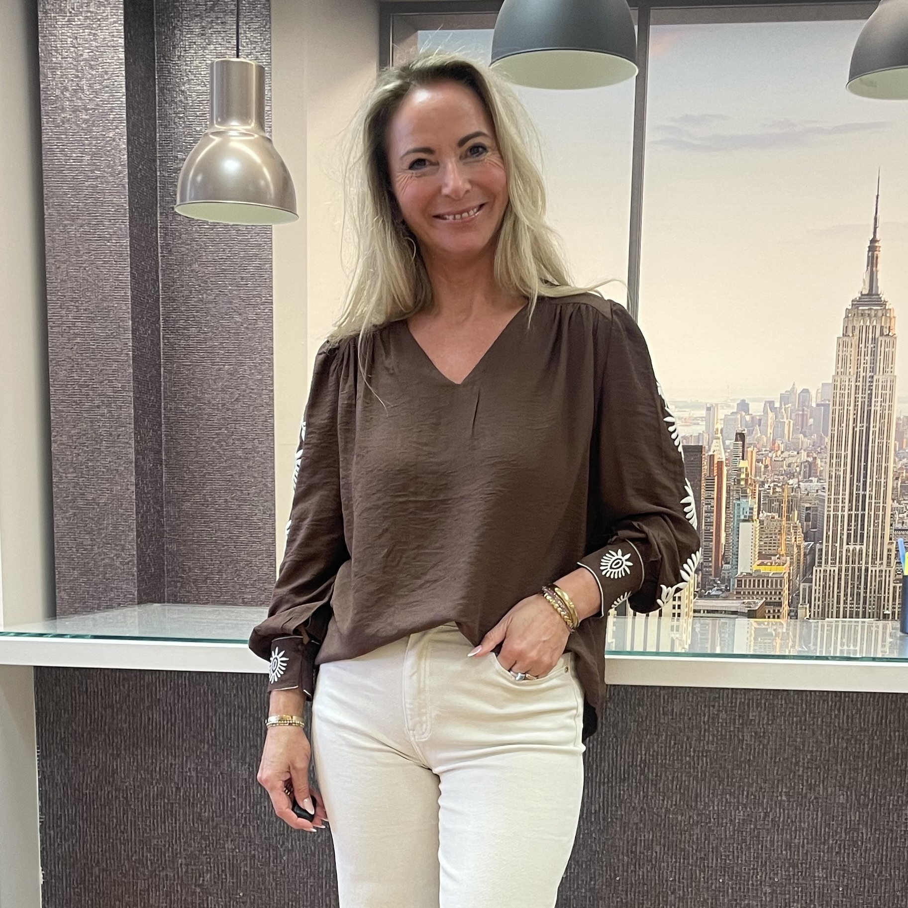 Blouse Borduursels Bruin