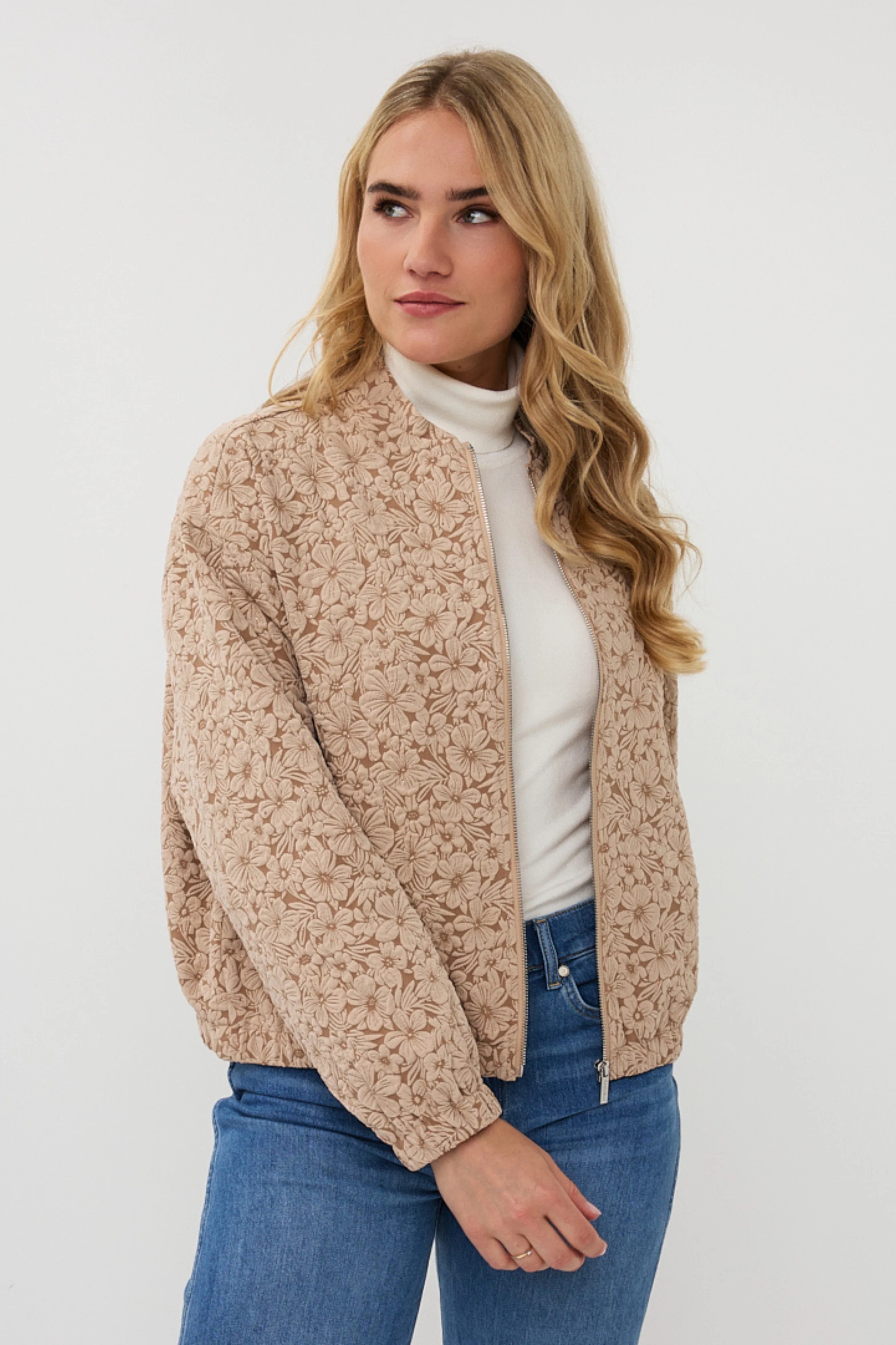 Jacket Bomber Flower 3D F25.19510 Sand Esqualo