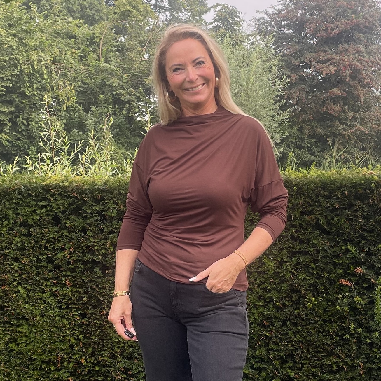 Top Asymmetrische Plooien Bruin