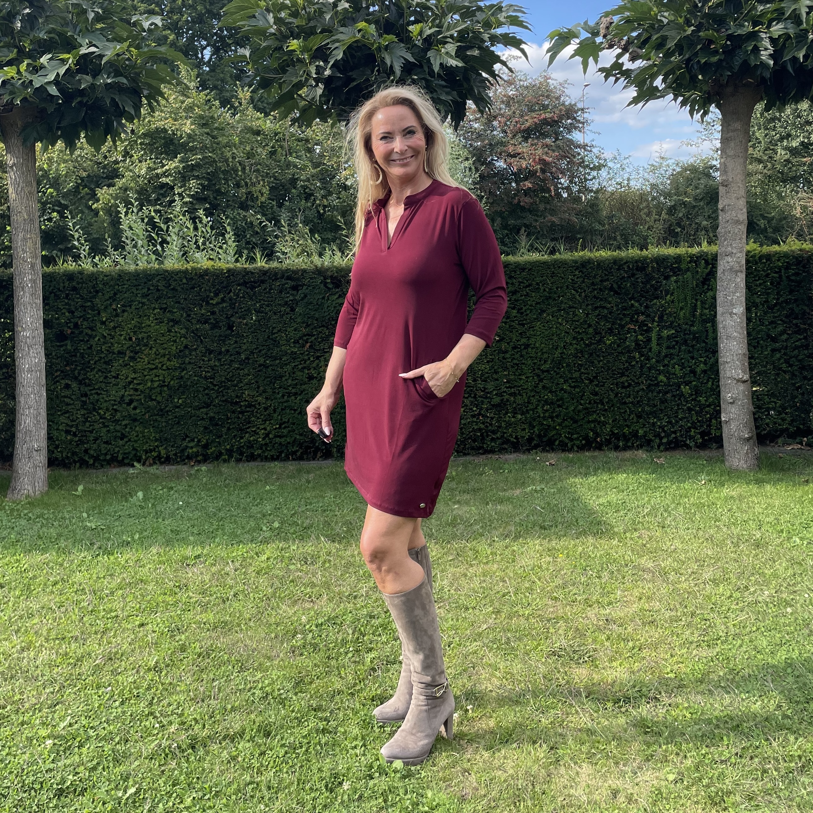 Jurk Travel Look Burgundy Angelle Milan MAG NIET RETOUR
