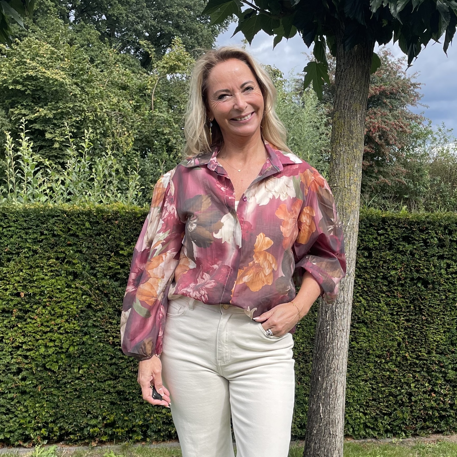 Blouse Bloemenprint Bordeaux
