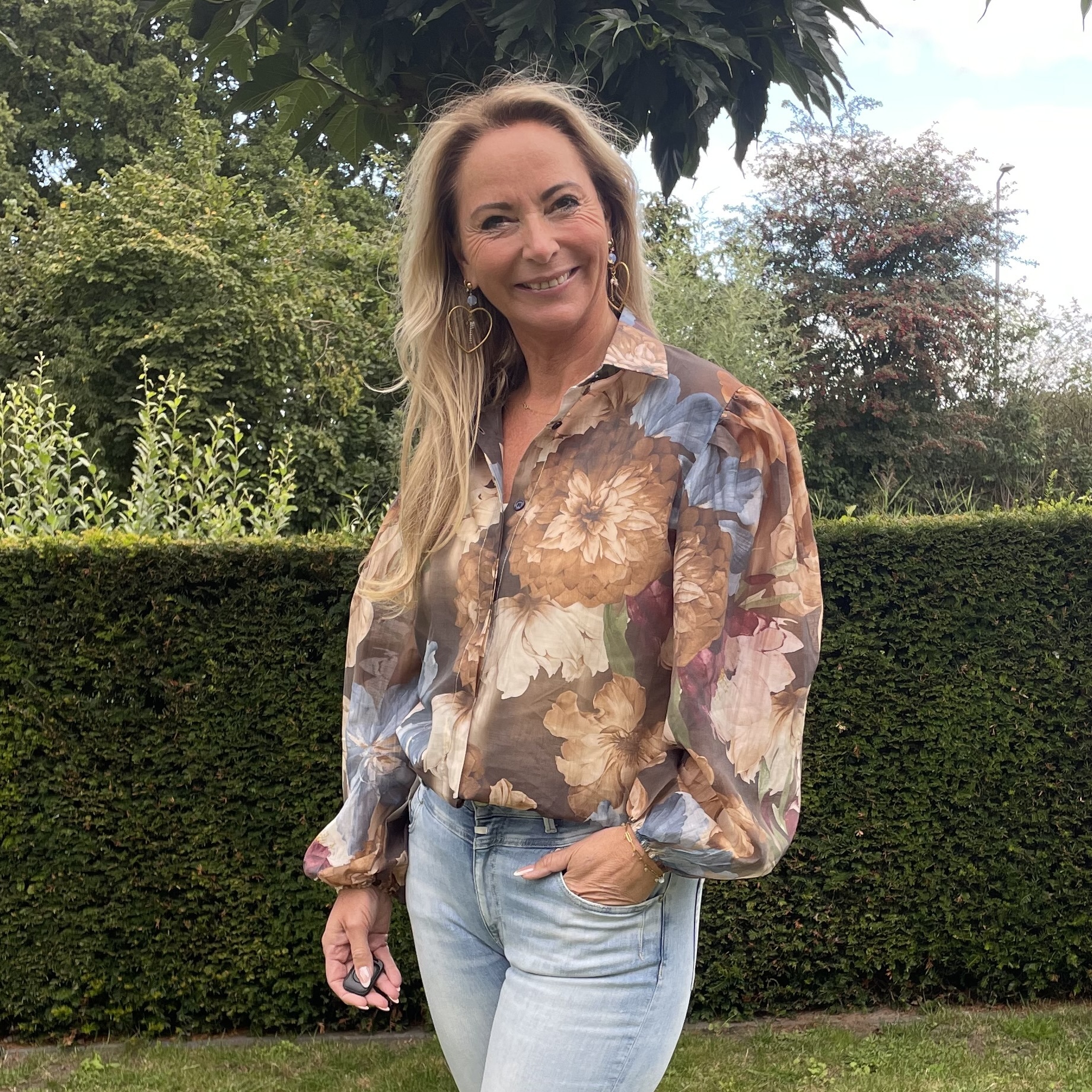 Blouse Bloemenprint Bruin