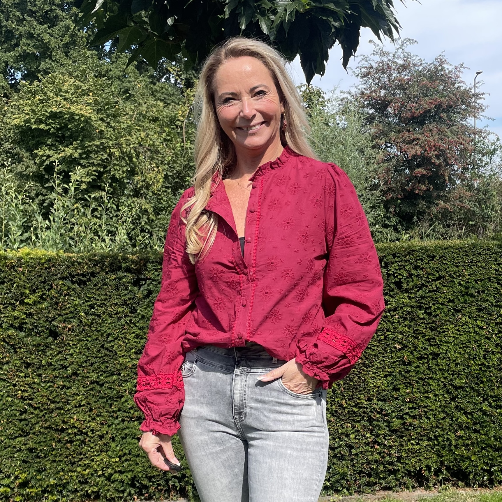 Blouse 5G074 Broderie Bordeaux