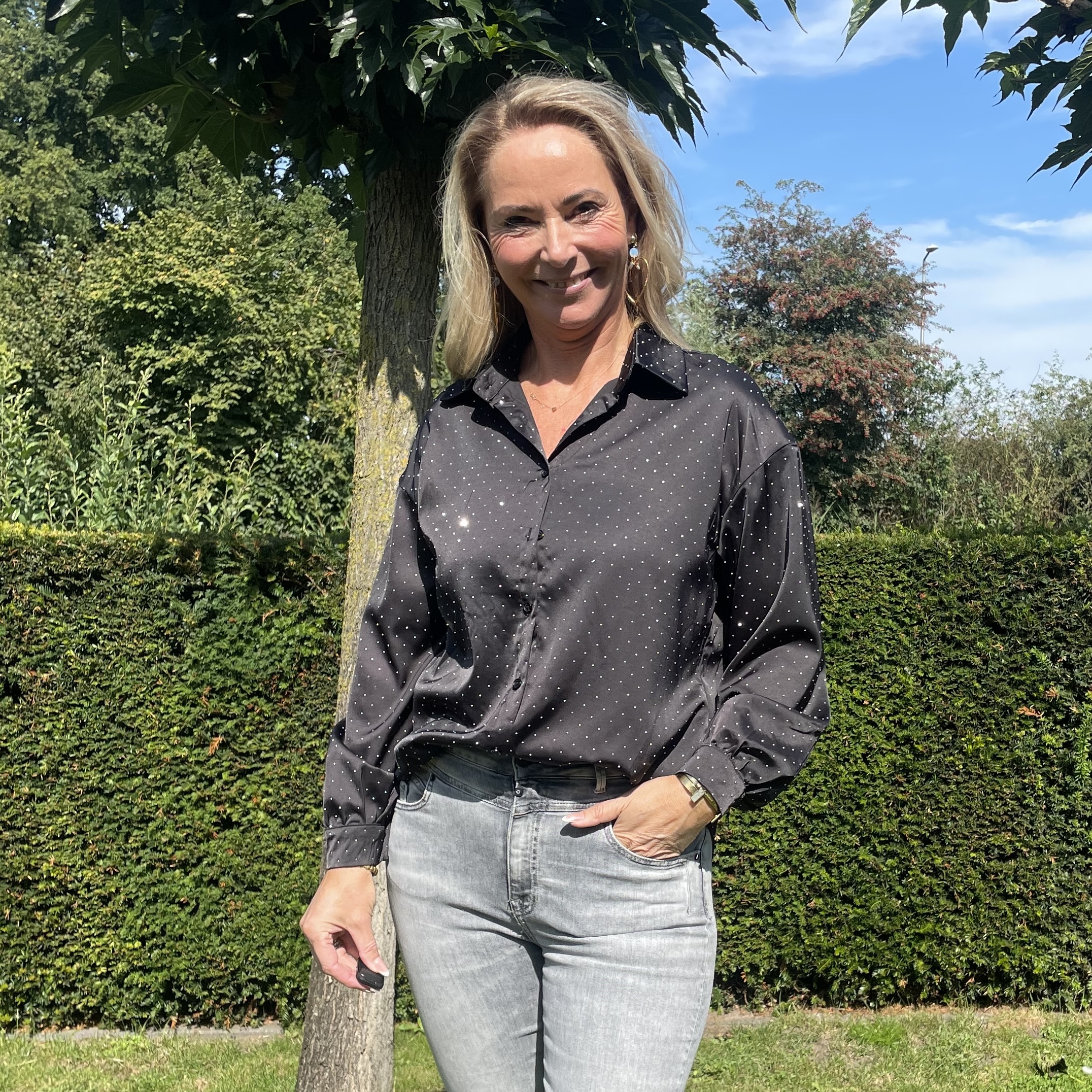 Blouse 01168 Strassteentjes Zwart