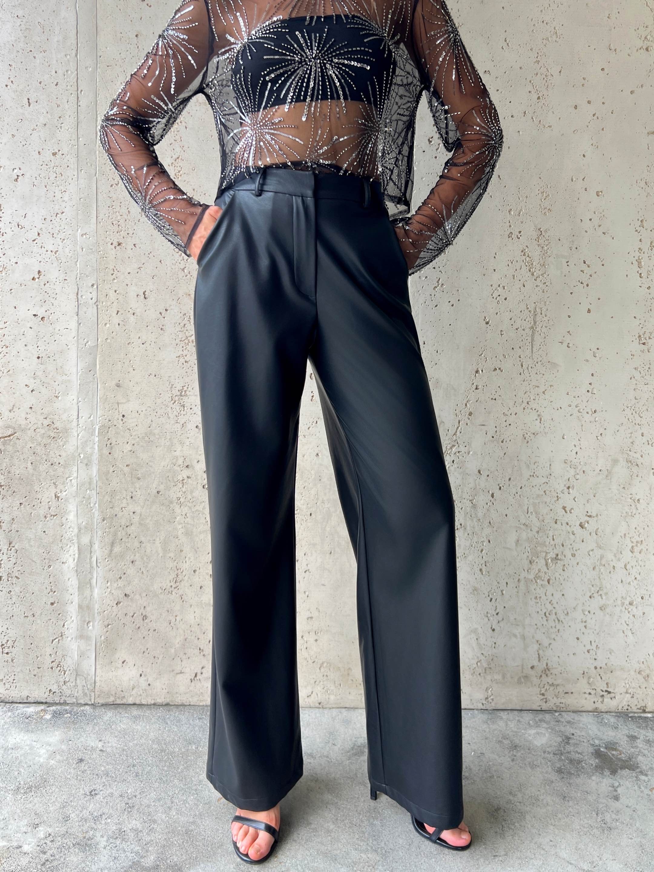 Pantalon 3856 Leather Look Zwart - Afbeelding 3