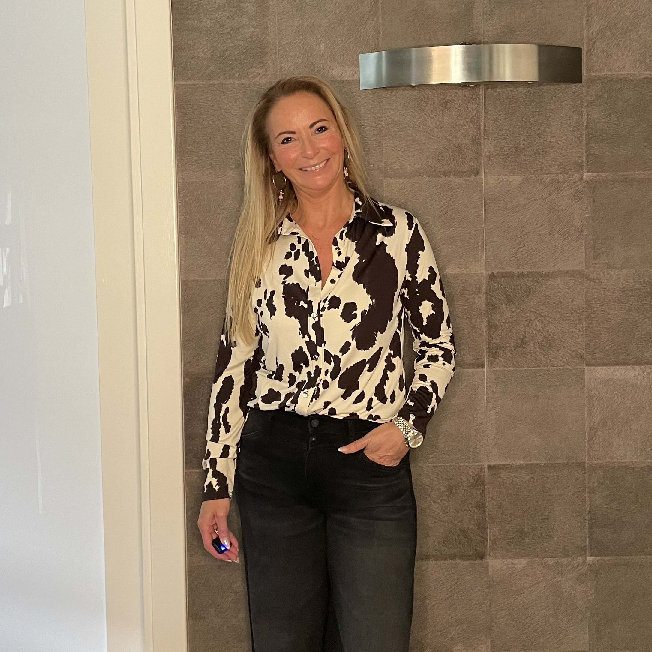 Blouse HS9901 Koeienprint Bruin