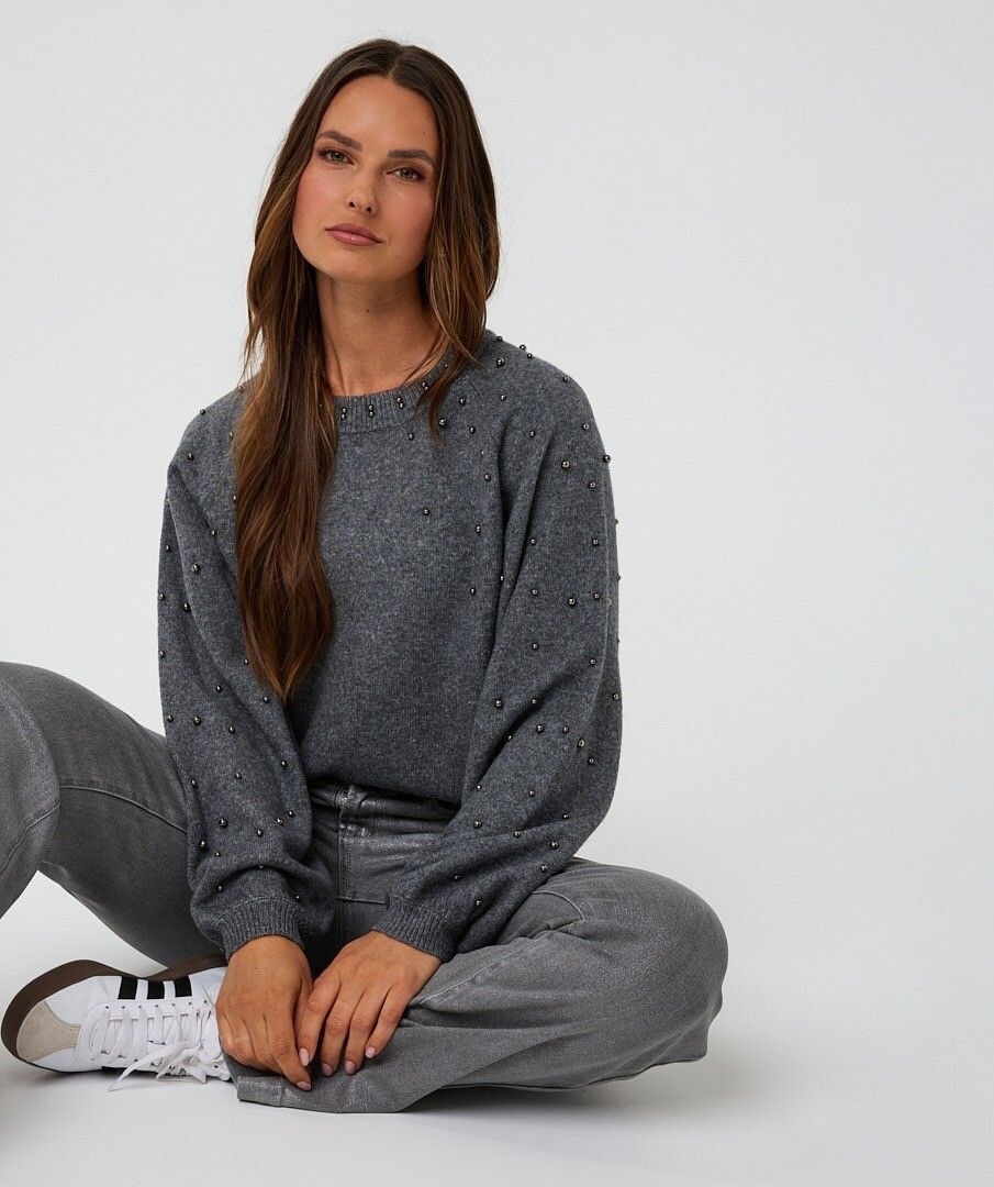 Trui Parels F25.27523 Dark Grey Melange Esqualo